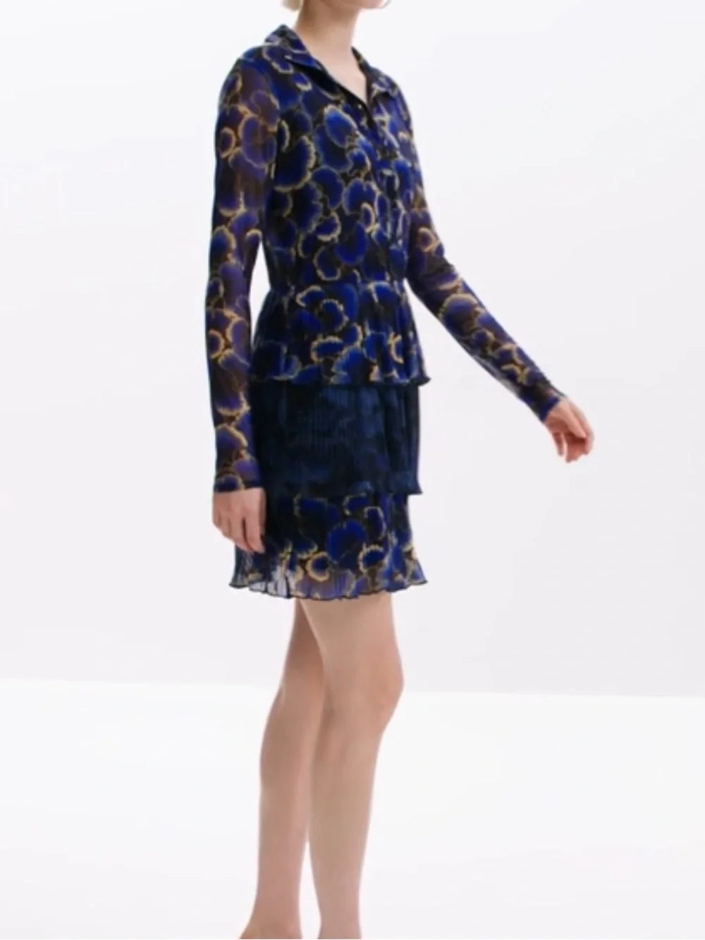Desigual Blue Floral Tiered Mini Dress - Picture 9 of 11